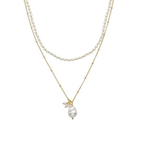 LUXENTER Halskette mit weißer Perle, 18 Karat Gelbgold - Subri, Ajustable, Metall, Perle LUXENTER Halskette mit weißer Perle, 18 Karat Gelbgold - Subri, Ajustable, Metall, Perle von LUXENTER