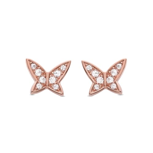 LUXENTER Pendientes Mariposa de Plata de Ley 925 acabado en oro rosa de 18K von LUXENTER