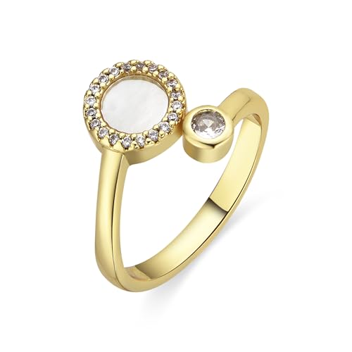 LUXENTER Ring mit weißer Perlmutt und 18-karätigem Gold - Yaran, Metall, Kein Edelstein LUXENTER Ring mit weißer Perlmutt und 18-karätigem Gold - Yaran, Metall, Kein Edelstein von LUXENTER