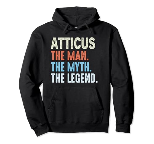 Atticus The Legend Name Personalisierte Niedliche Idee Männer Vintage Pullover Hoodie von LUXETHREADS Men's