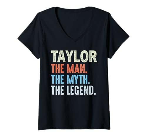 Damen Taylor The Legend Name Personalisierte Niedliche Idee Herren Vintage T-Shirt mit V-Ausschnitt Damen Taylor The Legend Name Personalisierte Niedliche Idee Herren Vintage T-Shirt mit V-Ausschnitt von LUXETHREADS Men's