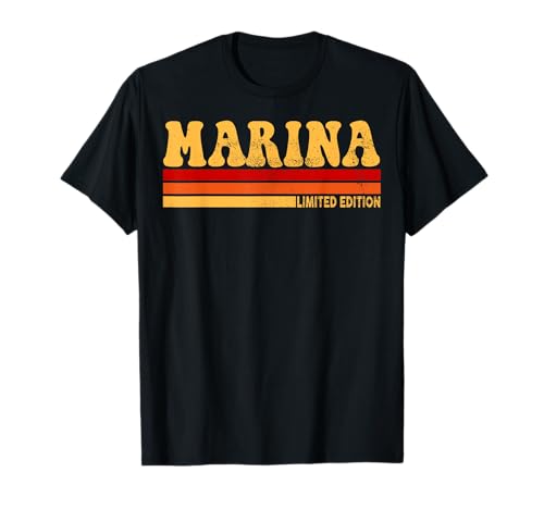 Marina Name Personalisierte Süße Idee Frauen Vintage Marina T-Shirt von LUXETHREADS
