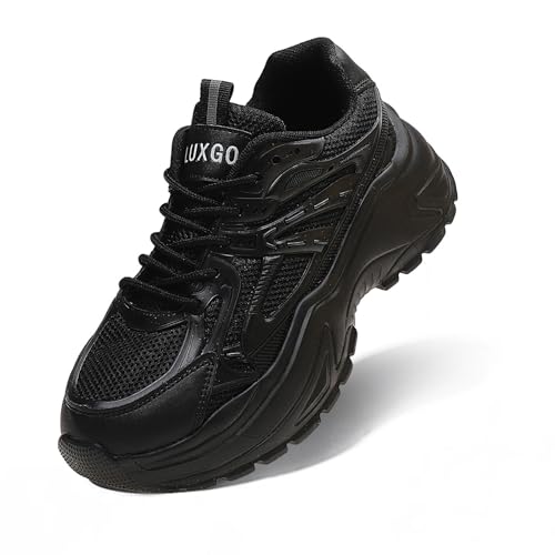 LUXGO Chunky Turnschuh Weiss und Schwarz Originelle Moderne Vegane Plateau Sneaker Damen von LUXGO
