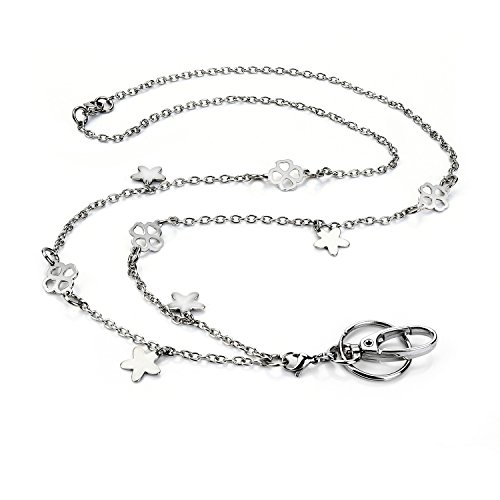 LUXIANDA Ausweis-Schlüsselband für Damen, perfekt für Mitarbeiter-Ausweise und Schlüssel, Silber, 19" von LUXIANDA