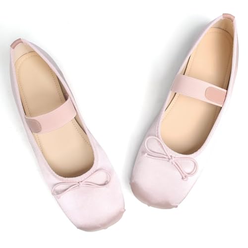 LUXINYU Flache Schuhe für Damen, elegante Ballerinas mit quadratischem Zehenbereich, Knöchelriemen, Mary Jane-Schuhe, lässige Schlupfschuhe, bequeme Ballerinas, 2488-pink, 40.5 EU LUXINYU Flache Schuhe für Damen, elegante Ballerinas mit quadratischem Zehenbereich, Knöchelriemen, Mary Jane-Schuhe, lässige Schlupfschuhe, bequeme Ballerinas, 2488-pink, 40.5 EU von LUXINYU