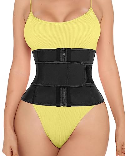 LUXURY-VITA Kurzer Torso-Taillentrainer für Frauen, niedrigeres Bauchfett, Workout, Fajas, Kolumbianas, Taillenmieder Korsett, Schwarz (22,9 cm Torso, 9 Stahlknochen, 1 Gürtel), XXX-Small von LUXURY-VITA