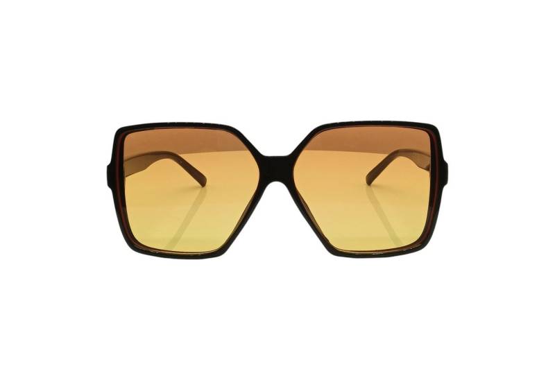 LUXXADA Sonnenbrille (XXL Damen Marken Brille Retro Design mit Hardcase) Extra Große Brille Eckiges Vintage Design Gelb Orange Getönt von LUXXADA
