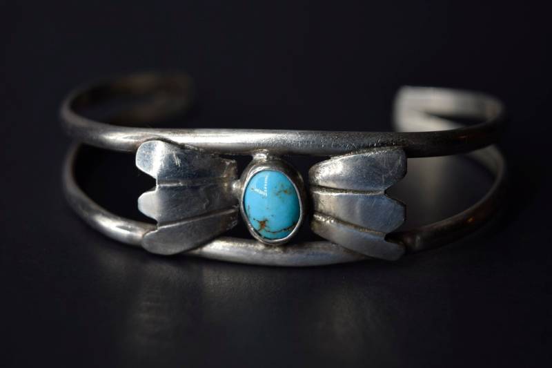 Vintage Sterling Silber Manschette Armband Mit Türkis von LUXXORVintage