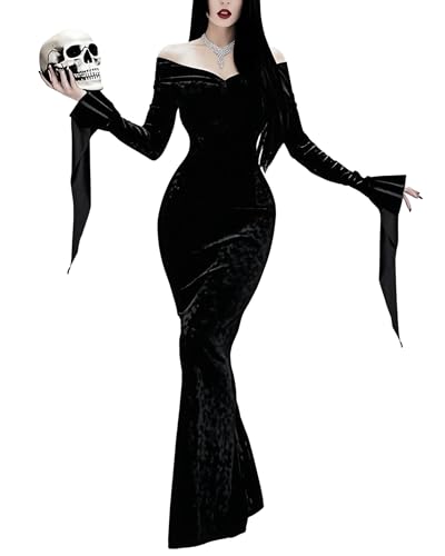 LUYANA Damen Halloween Kostüm Hexe Kleid Abendkleid B-Schwarz S von LUYANA