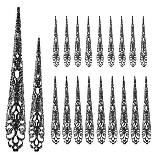 20 Stück Halloween Gefälschte Nägel,Halloween Fingerringkrallen, Künstliche Nägel, Halloween Nagel Tips Set für Nagelkostüm Halloween Vampirnagel Weiblich Cosplay Drama Tanzshow (2 Größe) von LUYANFX