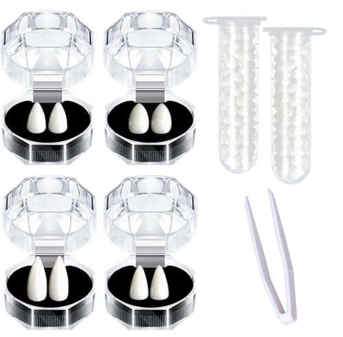 4 Pairs Halloween Vampir Zähne, 4 Größen Werwolf Zombie Zähne,Wiederverwendbar Vampir Fangs Kit mit 2 Pellets,Vampir Kostüm Accessoires für Halloween Horror Deko Cosplay Party Requisiten (A) von LUYANFX