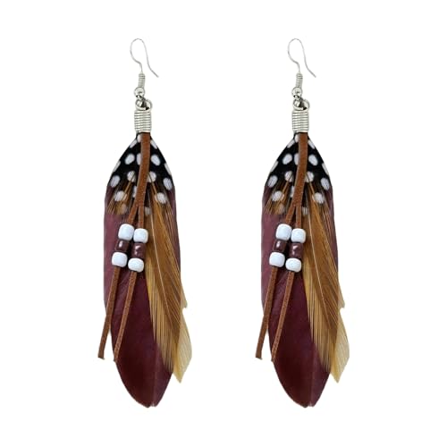 Feder Ohrringe Vintage Ohrringe Boho Ohrringe Karneval Ohrringe Indianer Hippie Ohrringe Hängend Indische Ohrringe Braun Ohrringe Groß Hängend für Themenpartys, Valentinstag, Geburtstag (kaffee) von LUYANFX