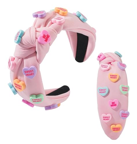 Haarreif Knoten Valentinstag Stirnband Damen Herz Haarreif Mädchen Kinder Haarreifen Mädchen Haarreifen mit Schleife Haarband Vintage Rosa Haarband Damen Breit von LUYANFX