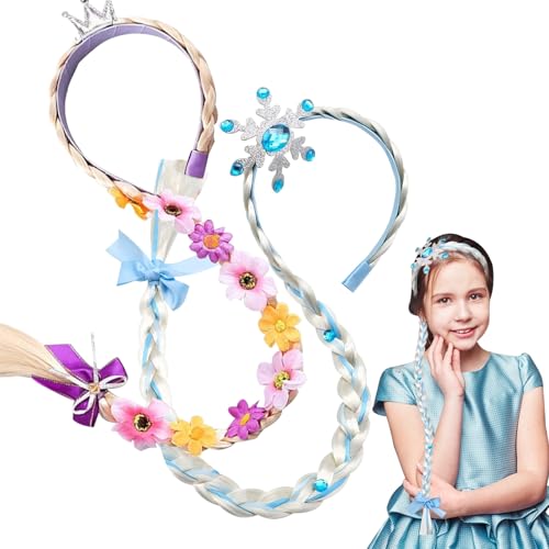 Haarreif Prinzessin Zopf, Mädchen Perücken Haarseil, Lange Haare Rapunzel Zöpfe Haarschmuck, Perücke Prinzessin Perücke Zopf, für Kinder mit künstlichen, für Märchen, Karneval, Mottoparty (Rosa) von LUYANFX