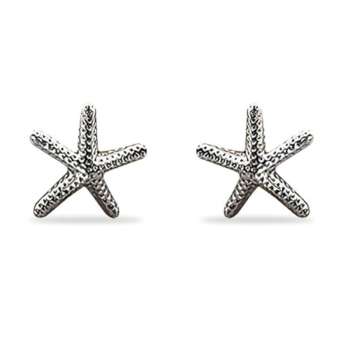 Seestern Ohrstecker 1 Paar Seestern Ohrringe Sommer Schmuck Damen Mädchen Boho Strand Sommer Thema für für Ehefrauen, Töchter, Mütter, Freundinnen (Silber) von LUYANFX