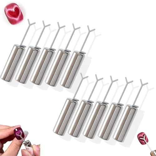 LUYJWZN Heart Magnet for Cat Eye Gel Polish, 5-Pack Cat Eye Magnetic Nail Art Tool SetMagnet Sticks with Y-Shaped Guide for Nails, Professional Nail Magnet Sticks for Home and Salon Use (10pcs) von LUYJWZN