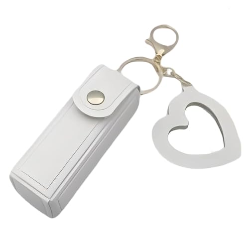 LUYJWZN Lip Oil Keychain - Mirror & Oil 2-In-1, Mini Lipstick Case with Keychain and Heart Pendant, PU Leather Potable Lip Gloss Holder (A) von LUYJWZN