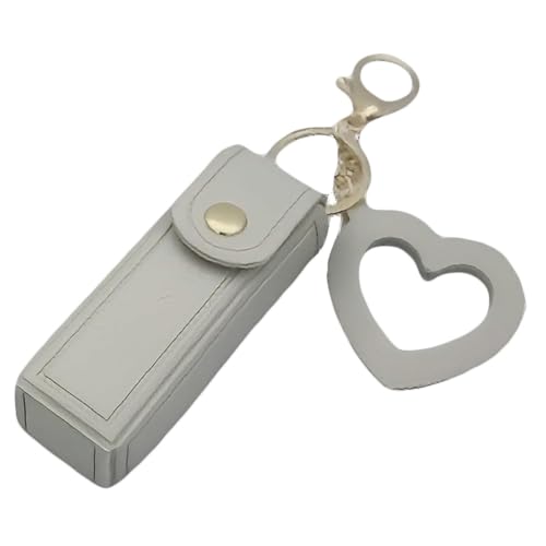 LUYJWZN Lip Oil Keychain - Mirror & Oil 2-In-1, Mini Lipstick Case with Keychain and Heart Pendant, PU Leather Potable Lip Gloss Holder (D) von LUYJWZN