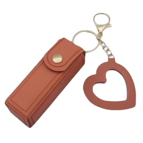LUYJWZN Lip Oil Keychain - Mirror & Oil 2-In-1, Mini Lipstick Case with Keychain and Heart Pendant, PU Leather Potable Lip Gloss Holder (I) von LUYJWZN