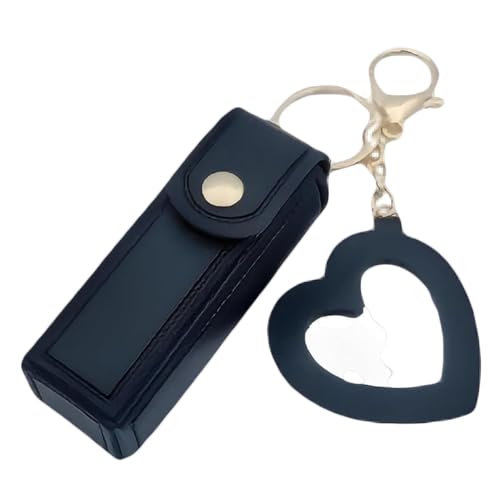 LUYJWZN Lip Oil Keychain - Mirror & Oil 2-In-1, Mini Lipstick Case with Keychain and Heart Pendant, PU Leather Potable Lip Gloss Holder (J) von LUYJWZN