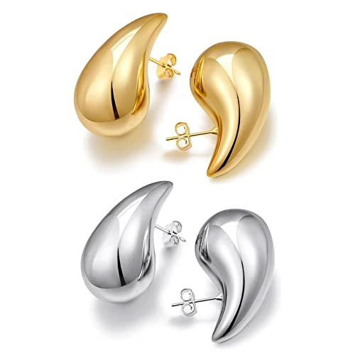 Chunky Gold Hoop Earrings For Women Tear Drop Earrings Thick thick Big Earrings Lightweight with 14K Gold Hoop Plated, Hypoallergenic Statement Trendy Earrings for Women Girls Gift Jewelry von LUYOEXT