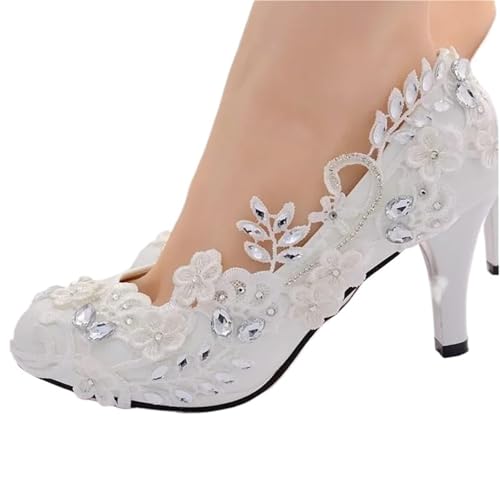 Brautschuhe Weiße Hochzeit Braut Pumps High Heels Elegante Luxus Frauen Kleid Schuhe Frau Sandalen Sommer Schuhe(34) von LUYSGBXR