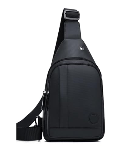 Herren Umhängetasche Brusttaschengurt aus wasserdichtem Material for Herren, lässige tragbare Umhängetasche, Verstellbarer Schultergurt(Black) von LUYSGBXR