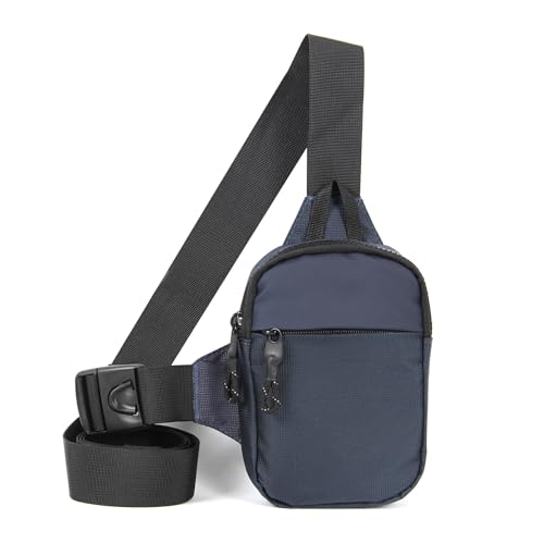 Herren Umhängetasche Casual Männer Schulter Brust Tasche Nylon wasserdichte Outdoor Sport Laufen Radfahren Gürtel Tasche Große Kapazität Reise(Dark Blue) von LUYSGBXR