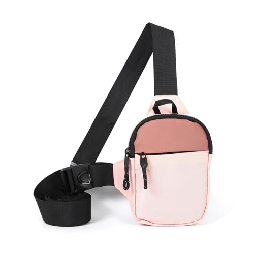 Herren Umhängetasche Casual Männer Schulter Brust Tasche Nylon wasserdichte Outdoor Sport Laufen Radfahren Gürtel Tasche Große Kapazität Reise(Pink) von LUYSGBXR