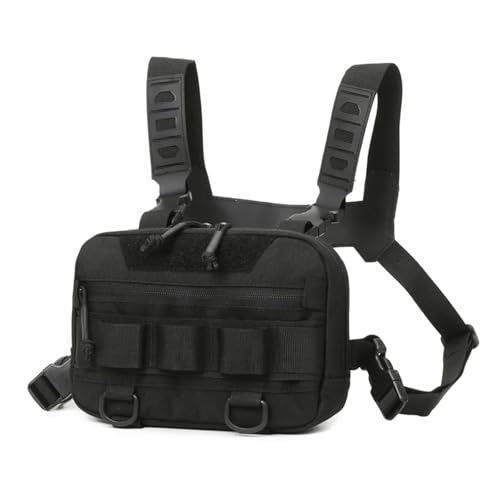 Herren Umhängetasche Multifunktionale Brustweste mit Hüfttasche for Sport- und Outdoor-Aktivitäten, Tasche for Herren(Black) von LUYSGBXR
