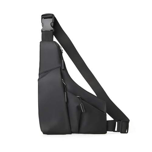 Herren Umhängetasche Wasserabweisende Umhängetaschen for Herren, leichte Umhängetaschen for Reisen, Sport, Wandern, Radfahren, Brusttaschen(Black) von LUYSGBXR