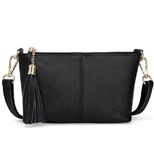 LUYSGBXR Damen Leder Crossbody Bag Frauen Crossbody Taschen Leder Kleine Schulter Handtasche Weibliche Geldbörse Geldbörse Messenger Bag, Schwarz , Einheitsgröße von LUYSGBXR