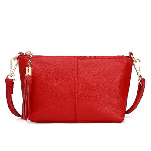 LUYSGBXR Damen Leder Crossbody Bag Frauen Crossbody Taschen Leder Kleine Schulter Handtasche Weibliche Geldbörse Geldbörse Messenger Bag, rot, Einheitsgröße von LUYSGBXR