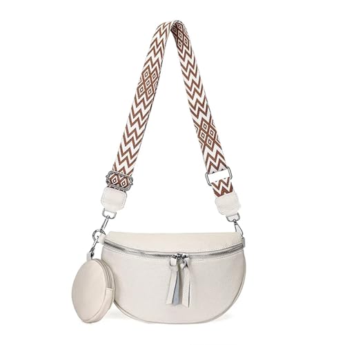 LUYSGBXR Damen Leder Crossbody Tasche Frau Brusttasche Leder Damen Crossbody Tasche mit kleiner Geldbörse Weibliche Handtaschen Hüfttasche, beige, 26cm 8cm 15cm von LUYSGBXR