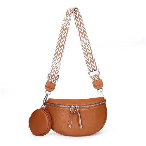LUYSGBXR Damen Leder Crossbody Tasche Frau Brusttasche Leder Damen Crossbody Tasche mit kleiner Geldbörse Weibliche Handtaschen Hüfttasche, braun, 26cm 8cm 15cm von LUYSGBXR