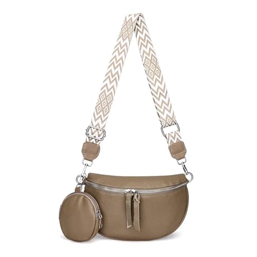 LUYSGBXR Damen Leder Crossbody Tasche Frau Brusttasche Leder Damen Crossbody Tasche mit kleiner Geldbörse Weibliche Handtaschen Hüfttasche, khaki, 26cm 8cm 15cm von LUYSGBXR