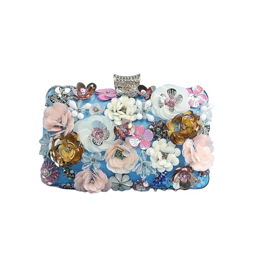 LUYYBDBG Handtasche Frauen Kupplungen Blume Abend Kette Gurt Schultertasche Handgefertigte Stickerei Hochzeitsfeier Braut Geschenktasche-1 von LUYYBDBG
