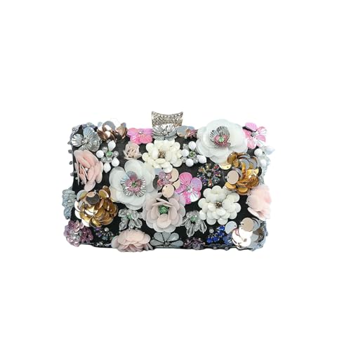 LUYYBDBG Handtasche Frauen Kupplungen Blume Abend Kette Gurt Schultertasche Handgefertigte Stickerei Hochzeitsfeier Braut Geschenktasche-3 von LUYYBDBG