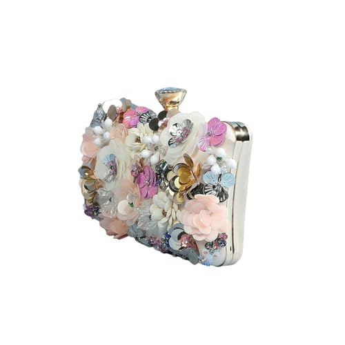 LUYYBDBG Handtasche Frauen Kupplungen Blume Abend Kette Gurt Schultertasche Handgefertigte Stickerei Hochzeitsfeier Braut Geschenktasche-4 von LUYYBDBG