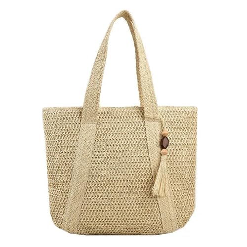 LUYYBDBG Handtasche Große Kapazität Stroh Weben Tote Tasche Für Frauen Sommer Strand Tassel Anhänger Bohemian Schultertasche Damen Reisetasche-1 von LUYYBDBG