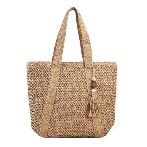 LUYYBDBG Handtasche Große Kapazität Stroh Weben Tote Tasche Für Frauen Sommer Strand Tassel Anhänger Bohemian Schultertasche Damen Reisetasche-3 von LUYYBDBG