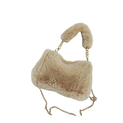 LUYYBDBG Handtasche Herbst Und Winter Plüsch Kleine Kette Crossbody Tasche Mode Quadrat Faux Pelz Schultertasche Fluffige Warme Shopper Totes-2 von LUYYBDBG