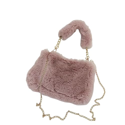LUYYBDBG Handtasche Herbst Und Winter Plüsch Kleine Kette Crossbody Tasche Mode Quadrat Faux Pelz Schultertasche Fluffige Warme Shopper Totes-4 von LUYYBDBG