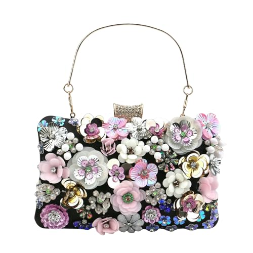 LUYYBDBG Handtasche Mode Frauen Taschen Blume Diamanten Stickerei Kleine Kupplung Luxus Lady Handtaschen Abendtaschen Kette Schultertasche-4 von LUYYBDBG