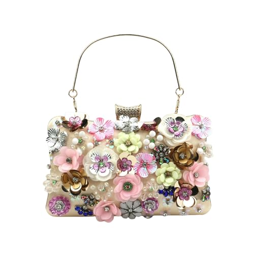 LUYYBDBG Handtasche Mode Frauen Taschen Blume Diamanten Stickerei Kleine Kupplung Luxus Lady Handtaschen Abendtaschen Kette Schultertasche-6 von LUYYBDBG