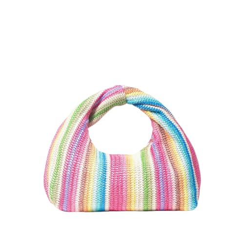 LUYYBDBG Handtasche Vintage Gewebte Handtasche, Einfache Pendler Tasche, Strand Wind Regenbogen Urlaub Lässige Stroh Tasche-1 von LUYYBDBG