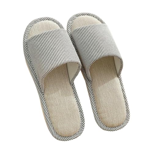 LUYYBDBG Hausschuhe Bettwäsche Pantoffeln Frauen Männer Paare Zuhause Rutschfeste Rutschen Atmungsaktive Schuhe Casual Haus Schlafzimmer Bequeme Baumwolle Hanf Flaches-b-kaffee-40-41 von LUYYBDBG