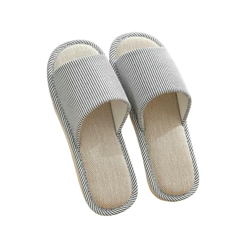 LUYYBDBG Hausschuhe Bettwäsche Pantoffeln Frauen Männer Paare Zuhause Rutschfeste Rutschen Atmungsaktive Schuhe Casual Haus Schlafzimmer Bequeme Baumwolle Hanf Flaches-b-marine-36-37 von LUYYBDBG