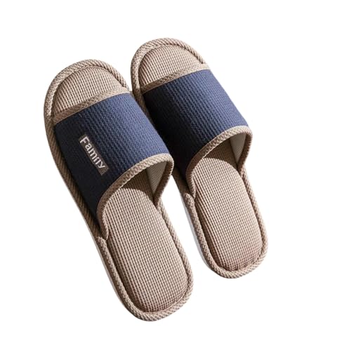 LUYYBDBG Hausschuhe Bettwäsche Pantoffeln Frauen Männer Paare Zuhause Rutschfeste Rutschen Atmungsaktive Schuhe Casual Haus Schlafzimmer Bequeme Baumwolle Hanf Flaches-c-38-39 von LUYYBDBG