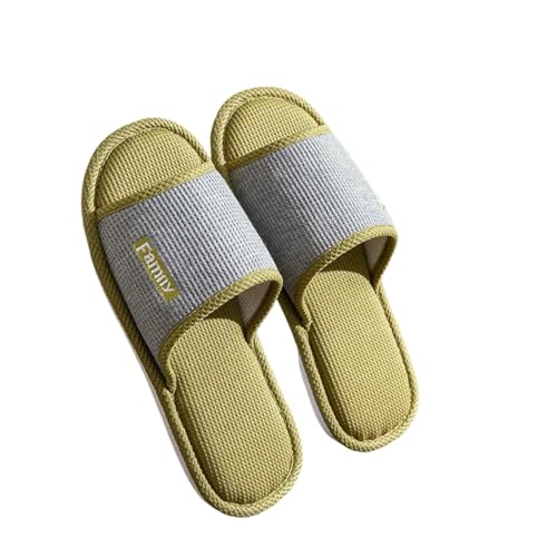 LUYYBDBG Hausschuhe Bettwäsche Pantoffeln Frauen Männer Paare Zuhause Rutschfeste Rutschen Atmungsaktive Schuhe Casual Haus Schlafzimmer Bequeme Baumwolle Hanf Flaches-c-grau-44-45 von LUYYBDBG